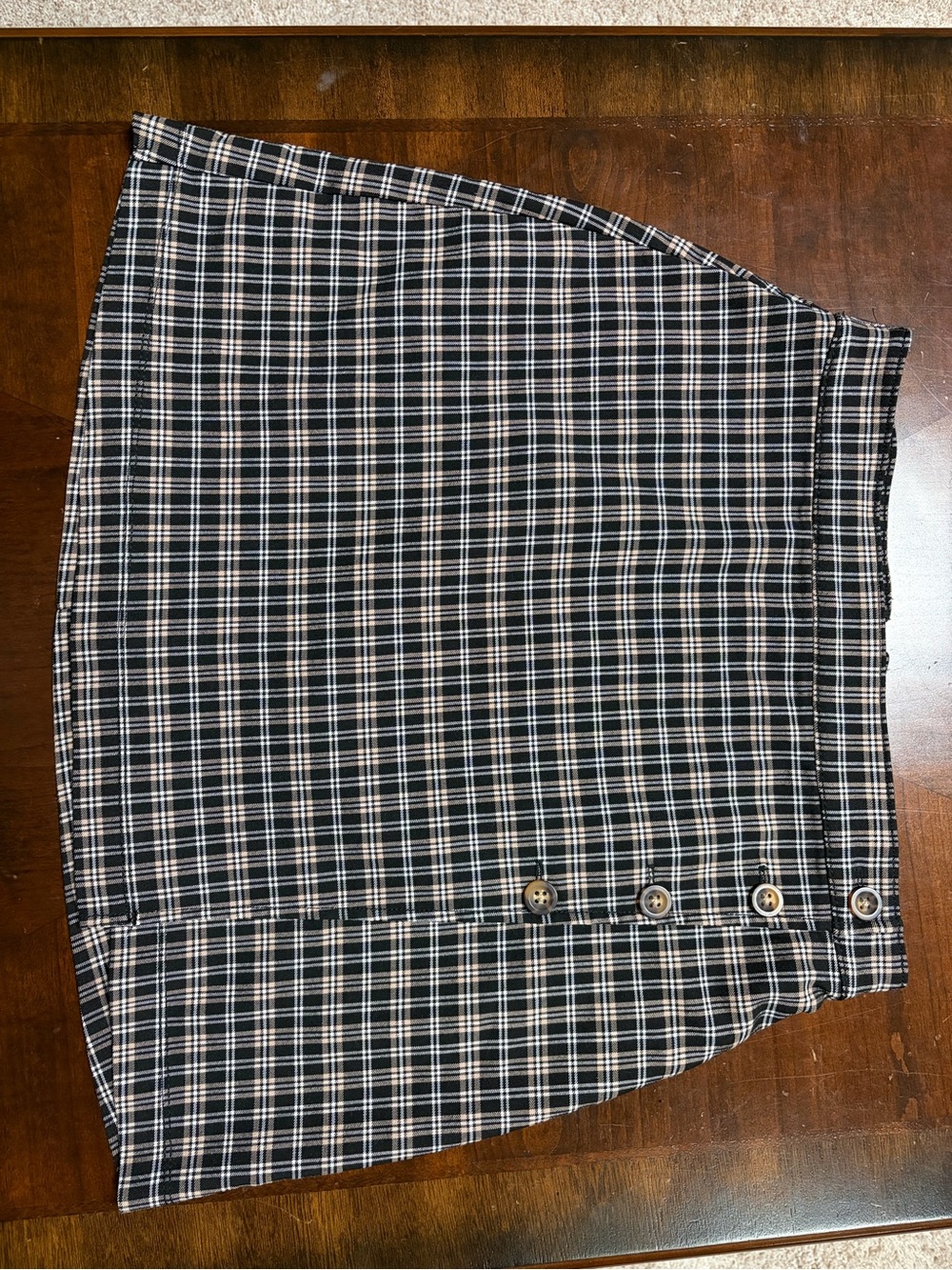 Hollister Black and White Plaid Button-Front Mini Skirt